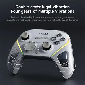 AJAZZ GP100 PRO White Wireless Gaming Controller with Charging Dock, Hall Effect Joysticks & Triggers, Tri-Mode 2.4GHz Bluetooth & Wired Connectivity, 1000mAh Battery, Turbo & Vibration, Gamepad for PC, Nintendo Switch, Android & iOS