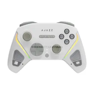 AJAZZ GP100 PRO White Wireless Gaming Controller with Charging Dock, Hall Effect Joysticks & Triggers, Tri-Mode 2.4GHz Bluetooth & Wired Connectivity, 1000mAh Battery, Turbo & Vibration, Gamepad for PC, Nintendo Switch, Android & iOS