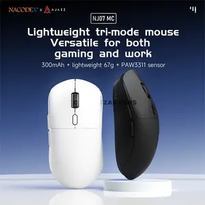 AJAZZ NJ07 MC Lightweight Wireless Gaming & Office Mouse, PAW3311 Sensor, 300mAh Battery, 67g Lightweight Design, Black & White Color Options