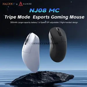 AJAZZ NJ08 MC Wireless Gaming Mouse, 300mAh High-Capacity Battery, 6-Level Adjustable DPI, Ergonomic Right-Handed Design, Black & White Color Options