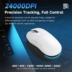 AJAZZ NJ08 MC Wireless Gaming Mouse, 300mAh High-Capacity Battery, 6-Level Adjustable DPI, Ergonomic Right-Handed Design, Black & White Color Options