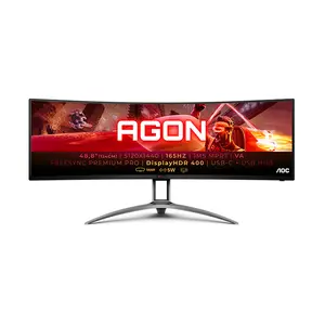AOC AG493UCX2 49 Inch DQHD Curved Gaming Monitor, 5120×1440 Resolution, 165Hz Refresh Rate, 1ms MPRT Response Time, VA Panel Technology, FreeSync Premium Pro, DisplayHDR 400, SuperWide Gaming Display