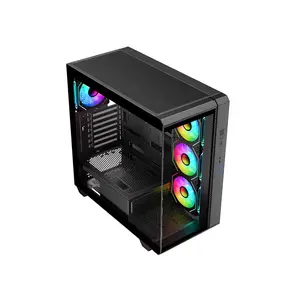 Astro AGC-U31A Rotatable PCIe ATX Gaming Case, 4 Pre-Installed ARGB Infinity Fans, Tempered Glass Side Panel, Rotatable PCIe Design, ATX Mid-Tower Gaming Chassis