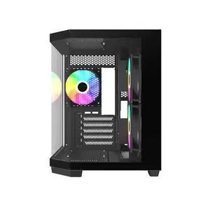 Astro AGC-X40M Dual-Chamber Micro-ATX Gaming Case, 3 Pre-Installed ARGB Fans, Tempered Glass Side Panel, Dual-Chamber Layout, Micro-ATX Gaming Chassis
