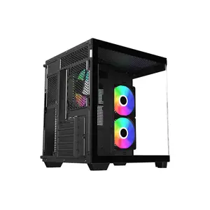 Astro AGC-X40M Dual-Chamber Micro-ATX Gaming Case, 3 Pre-Installed ARGB Fans, Tempered Glass Side Panel, Dual-Chamber Layout, Micro-ATX Gaming Chassis