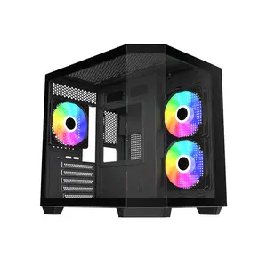 Astro AGC-X40M Dual-Chamber Micro-ATX Gaming Case, 3 Pre-Installed ARGB Fans, Tempered Glass Side Panel, Dual-Chamber Layout, Micro-ATX Gaming Chassis