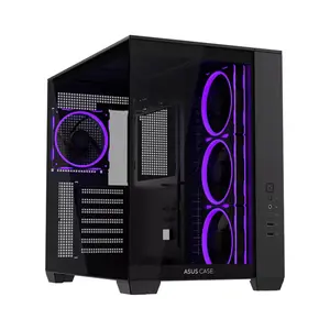 ASUS A32 Plus TG ARGB Black ATX Mid-Tower Gaming Case, 270° Panoramic Tempered Glass, 4 ARGB Fans, 360mm Radiator Support, 420mm GPU Clearance