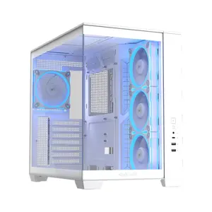ASUS A32 PLUS TG ARGB White ATX Mid Tower Gaming Case, 270° Panoramic Tempered Glass, 4 Pre-Installed ARGB Fans, 360mm Radiator Support, 420mm GPU Clearance