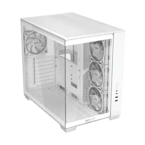 ASUS A32 PLUS TG ARGB White ATX Mid Tower Gaming Case, 270° Panoramic Tempered Glass, 4 Pre-Installed ARGB Fans, 360mm Radiator Support, 420mm GPU Clearance