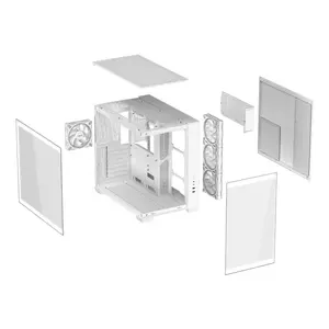 ASUS A32 PLUS TG ARGB White ATX Mid Tower Gaming Case, 270° Panoramic Tempered Glass, 4 Pre-Installed ARGB Fans, 360mm Radiator Support, 420mm GPU Clearance