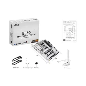 ASUS B850 MAX GAMING WIFI W ATX Motherboard, AMD B850 Chipset, AM5 Socket, DDR5 Memory Support, PCIe 5.0 Expansion, WiFi 7 Connectivity, White Edition High-Performance Gaming Motherboard