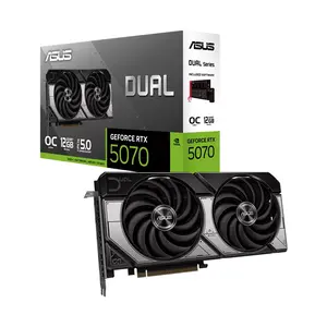 ASUS DUAL GeForce RTX 5070 OC Edition 12GB GDDR7 Graphics Card, 2572MHz Boost Clock, NVIDIA Blackwell Architecture, 12GB GDDR7 Memory, Dual Fan Cooling Design, PCIe 5.0 Interface, Factory Overclocked Compact Gaming GPU