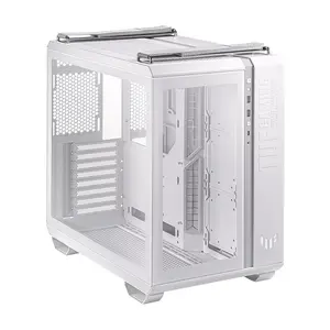 ASUS TUF Gaming GT502 White Dual-Chamber Mid-Tower Gaming Case, Tempered Glass ATX Chassis, 360mm Radiator Support, USB Type-C