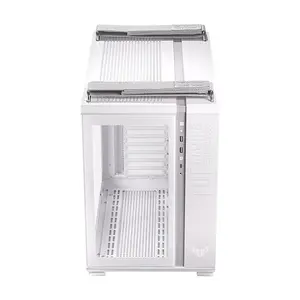 ASUS TUF Gaming GT502 White Dual-Chamber Mid-Tower Gaming Case, Tempered Glass ATX Chassis, 360mm Radiator Support, USB Type-C