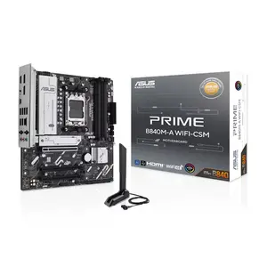 ASUS PRIME B840M-A WIFI CSM Micro-ATX Motherboard, AMD B840 Chipset, AM5 Socket, DDR5 Memory Support, PCIe 4.0 Expansion, WiFi Connectivity, ASUS Corporate Stable Model Business Motherboard