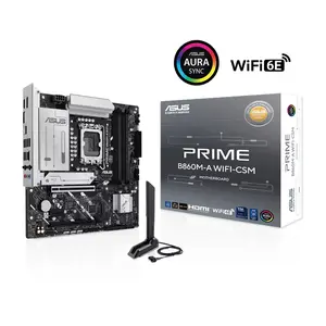 ASUS PRIME B860M-A WIFI-CSM Micro-ATX Motherboard, Intel B860 Chipset, LGA1851 Socket, DDR5 Memory Support, PCIe 5.0 Expansion, WiFi Connectivity, ASUS Corporate Stable Model Platform, Business and Productivity Motherboard
