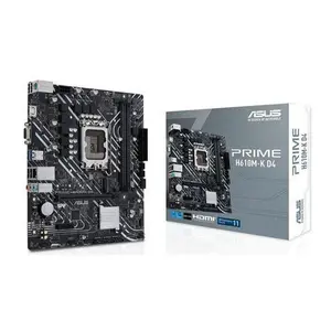 ASUS PRIME H610M-K D4 Micro-ATX Motherboard, Intel H610 Chipset, LGA1700 Socket, DDR4 Memory Support, PCIe 4.0 Expansion, M.2 NVMe Storage Support, Essential Entry-Level Desktop Motherboard