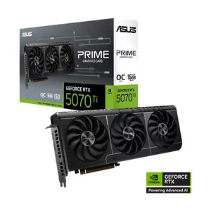 ASUS PRIME GeForce RTX 5070 Ti OC Edition 16GB GDDR7 Graphics Card, 2527MHz Boost Clock, NVIDIA Blackwell Architecture, Triple Fan Cooling Design, PCIe 5.0 Interface, Factory Overclocked High Performance Gaming GPU