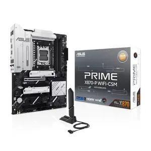 ASUS PRIME X870-P WIFI CSM ATX Motherboard, AMD X870 Chipset, AM5 Socket, DDR5 Memory Support, PCIe 5.0 Graphics and Storage Support, WiFi Connectivity, ASUS Corporate Stable Model Business Motherboard
