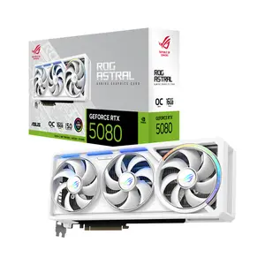 ASUS ROG Astral GeForce RTX 5080 White OC Edition 16GB GDDR7 Graphics Card, 2790MHz Boost Clock, NVIDIA Blackwell Architecture, 16GB GDDR7 Memory, Quad Fan Cooling System, PCIe 5.0 Interface, Factory Overclocked Premium White Gaming GPU