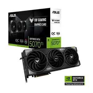 ASUS TUF GAMING GeForce RTX 5070 Ti OC Edition 16GB GDDR7 Graphics Card, 2610MHz Boost Clock, NVIDIA Blackwell Architecture, Triple Axial-Tech Fan Cooling, PCIe 5.0 Interface, Military-Grade Components, Factory Overclocked Gaming GPU