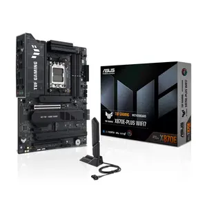 ASUS TUF GAMING X870E-PLUS WIFI7 ATX Motherboard, AMD X870E Chipset, AM5 Socket, DDR5 Memory Support, PCIe 5.0 Graphics and Storage Support, WiFi 7 Connectivity, Military-Grade Components Gaming Motherboard