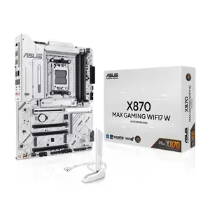 ASUS X870 MAX GAMING WIFI7 W ATX Motherboard, AMD X870 Chipset, AM5 Socket, DDR5 Memory Support, PCIe 5.0 Expansion, WiFi 7 Connectivity, White Edition High-Performance Gaming Motherboard