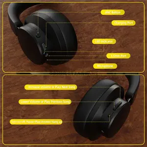 Attack Shark G500 Black Wireless Gaming Headset, 40mm Drivers, Hybrid Active Noise Cancelling, Bluetooth 5.3 & 3.5mm Wired Dual-Mode Connectivity, 360 Reality Audio, Hi-Res Wireless, Omnidirectional Microphone & 210g Ultra-Light Design