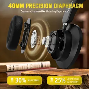 Attack Shark G500 Black Wireless Gaming Headset, 40mm Drivers, Hybrid Active Noise Cancelling, Bluetooth 5.3 & 3.5mm Wired Dual-Mode Connectivity, 360 Reality Audio, Hi-Res Wireless, Omnidirectional Microphone & 210g Ultra-Light Design