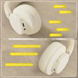 Attack Shark G500 Off White Wireless Gaming Headset, 40mm Drivers, Hybrid Active Noise Cancelling, Bluetooth 5.3 & 3.5mm Wired Dual-Mode Connectivity, 360 Reality Audio, Hi-Res Wireless, Omnidirectional Microphone & 210g Ultra-Light Design