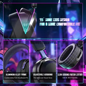 Attack Shark L30 PRO Black Wireless Gaming Headset, 50mm Drivers, Virtual 7.1 Surround Sound, 20ms Low Latency, Tri-Mode 2.4GHz Bluetooth & 3.5mm Wired, Detachable 360° AI Noise-Canceling Microphone, Aluminum Alloy Frame & 1100mAh Battery