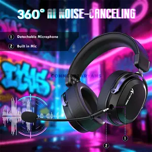 Attack Shark L30 PRO Black Wireless Gaming Headset, 50mm Drivers, Virtual 7.1 Surround Sound, 20ms Low Latency, Tri-Mode 2.4GHz Bluetooth & 3.5mm Wired, Detachable 360° AI Noise-Canceling Microphone, Aluminum Alloy Frame & 1100mAh Battery