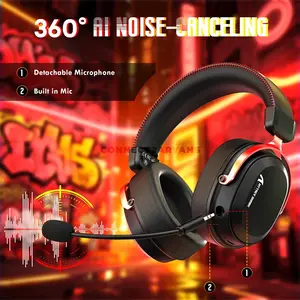 Attack Shark L30 PRO Black Red Wireless Gaming Headset, 50mm Drivers, Virtual 7.1 Surround Sound, 20ms Low Latency, Tri-Mode 2.4GHz Bluetooth & 3.5mm Wired, Detachable 360° AI Noise-Canceling Microphone, Aluminum Alloy Frame & 1100mAh Battery