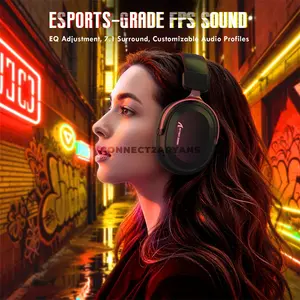 Attack Shark L30 PRO Black Red Wireless Gaming Headset, 50mm Drivers, Virtual 7.1 Surround Sound, 20ms Low Latency, Tri-Mode 2.4GHz Bluetooth & 3.5mm Wired, Detachable 360° AI Noise-Canceling Microphone, Aluminum Alloy Frame & 1100mAh Battery