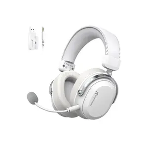 Attack Shark L30 PRO Silver White Wireless Gaming Headset, 50mm Drivers, Virtual 7.1 Surround Sound, 20ms Low Latency, Tri-Mode Connectivity, Detachable Noise-Canceling Microphone, Aluminum Alloy Frame & 1100mAh Battery