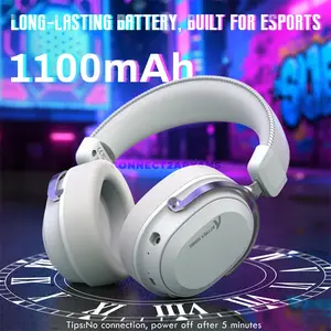 Attack Shark L30 PRO Silver White Wireless Gaming Headset, 50mm Drivers, Virtual 7.1 Surround Sound, 20ms Low Latency, Tri-Mode Connectivity, Detachable Noise-Canceling Microphone, Aluminum Alloy Frame & 1100mAh Battery