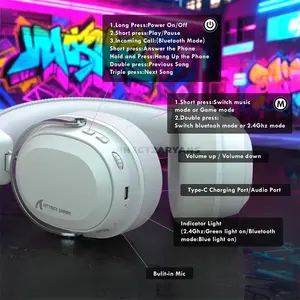 Attack Shark L30 PRO Silver White Wireless Gaming Headset, 50mm Drivers, Virtual 7.1 Surround Sound, 20ms Low Latency, Tri-Mode Connectivity, Detachable Noise-Canceling Microphone, Aluminum Alloy Frame & 1100mAh Battery