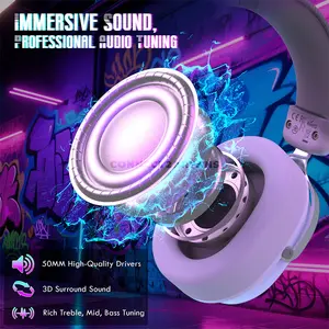 Attack Shark L30 PRO Silver White Wireless Gaming Headset, 50mm Drivers, Virtual 7.1 Surround Sound, 20ms Low Latency, Tri-Mode Connectivity, Detachable Noise-Canceling Microphone, Aluminum Alloy Frame & 1100mAh Battery