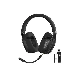 Attack Shark L60 Black Wireless Gaming Headset, 40mm Drivers, Tri-Mode 2.4GHz Bluetooth & 3.5mm Wired, 3D Surround Sound, Detachable Noise-Canceling Microphone, USB-A & Type-C 2-in-1 Receiver & Adjustable Headband