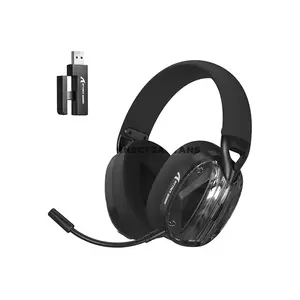Attack Shark L60 Black Wireless Gaming Headset, 40mm Drivers, Tri-Mode 2.4GHz Bluetooth & 3.5mm Wired, 3D Surround Sound, Detachable Noise-Canceling Microphone, USB-A & Type-C 2-in-1 Receiver & Adjustable Headband
