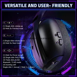 Attack Shark L80 PRO Black Wireless Gaming Headset, 40mm Drivers, 20ms Low Latency, Tri-Mode Bluetooth 5.3 2.4GHz & 3.5mm Wired, Detachable Dual Microphone System, 203g Lightweight Design, 300mAh Battery & 2-in-1 USB-A/Type-C Receiver