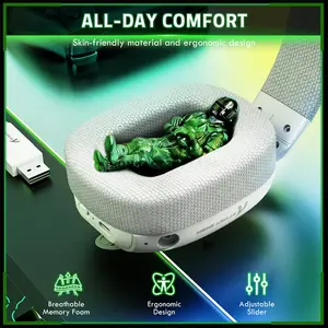 Attack Shark L80 PRO White Wireless Gaming Headset, 40mm Drivers, 20ms Low Latency, Tri-Mode Bluetooth 5.3 2.4GHz & 3.5mm Wired, Detachable Dual Microphone System, 203g Lightweight Design, 300mAh Battery & 2-in-1 USB-A/Type-C Receiver