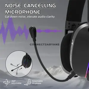 Attack Shark L90 Black Wireless Gaming Headset, 40mm Neodymium Drivers, Virtual 7.1 Surround Sound, Tri-Mode Bluetooth 5.3 2.4GHz & 3.5mm Wired, RGB Lighting, Detachable Noise-Canceling Microphone, Foldable 215g Design & 800mAh Battery