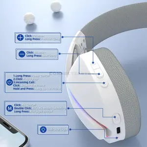 Attack Shark L90 White Wireless Gaming Headset, 40mm Neodymium Drivers, Virtual 7.1 Surround Sound, Tri-Mode Bluetooth 5.3 2.4GHz & 3.5mm Wired, RGB Lighting, Detachable Noise-Canceling Microphone, Foldable 215g Design & 800mAh Battery