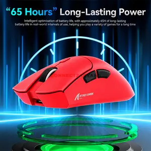 Attack Shark R1 Red Wireless Gaming Mouse, PixArt PAW3311 Sensor, 18000 DPI, 59g Ultra-Light Design, Tri-Mode Bluetooth 5.2 2.4GHz & USB-C Wired, 1000Hz Polling Rate, 400 IPS, 40G Acceleration, HUANO 80 Million Click Switches & 300mAh Battery