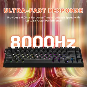Attack Shark R82 HE Black 75% Magnetic Switch Gaming Keyboard, 80 Keys, 8000Hz Polling Rate, 256KHz Scan Rate, 0.005mm Rapid Trigger Accuracy, 0.1–3.4mm Adjustable Actuation, Hot-Swappable, PBT Double-Shot Keycaps, South-Facing 16M RGB & USB-C Wired