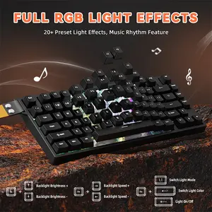Attack Shark R82 HE Black 75% Magnetic Switch Gaming Keyboard, 80 Keys, 8000Hz Polling Rate, 256KHz Scan Rate, 0.005mm Rapid Trigger Accuracy, 0.1–3.4mm Adjustable Actuation, Hot-Swappable, PBT Double-Shot Keycaps, South-Facing 16M RGB & USB-C Wired