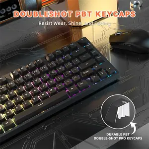 Attack Shark R82 HE Black 75% Magnetic Switch Gaming Keyboard, 80 Keys, 8000Hz Polling Rate, 256KHz Scan Rate, 0.005mm Rapid Trigger Accuracy, 0.1–3.4mm Adjustable Actuation, Hot-Swappable, PBT Double-Shot Keycaps, South-Facing 16M RGB & USB-C Wired