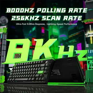 Attack Shark R85 HE Moonlight Night 75% Wired Magnetic Switch Gaming Keyboard, 79 Keys, Purple Mandrel Switch, 8000Hz Polling Rate, 256KHz Scan Rate, 0.005mm Rapid Trigger, 0.1–3.3mm Adjustable Actuation, Hot-Swappable, Multimedia Knob, Custom RGB Li