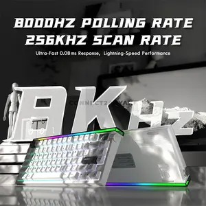 Attack Shark R85 HE Starlight White 75% Wired Magnetic Switch Gaming Keyboard, 79 Keys, Purple Mandrel Switch, 8000Hz Polling Rate, 256KHz Scan Rate, 0.005mm Rapid Trigger, 0.1–3.3mm Adjustable Actuation, Hot-Swappable, Multimedia Knob, Custom RGB Li
